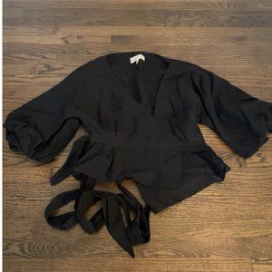 Mara Hoffman Black Crop Wrap Top